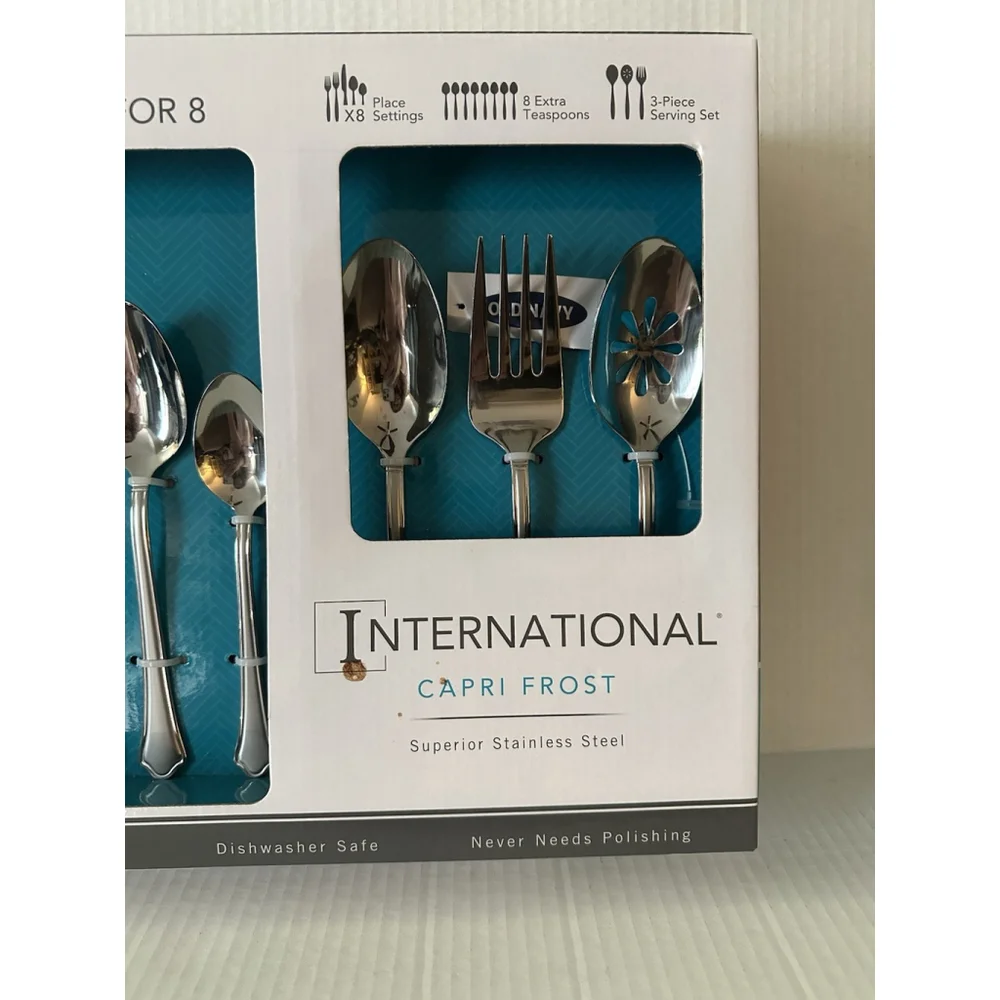 International Capri Frost 51 Pc Flatware Set Service for 8 Stainless Steel NIB